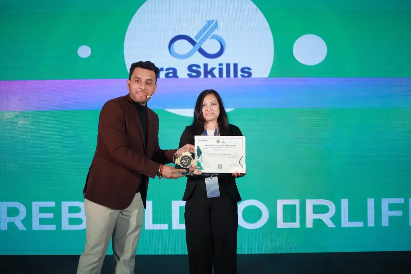 Student success award on stage